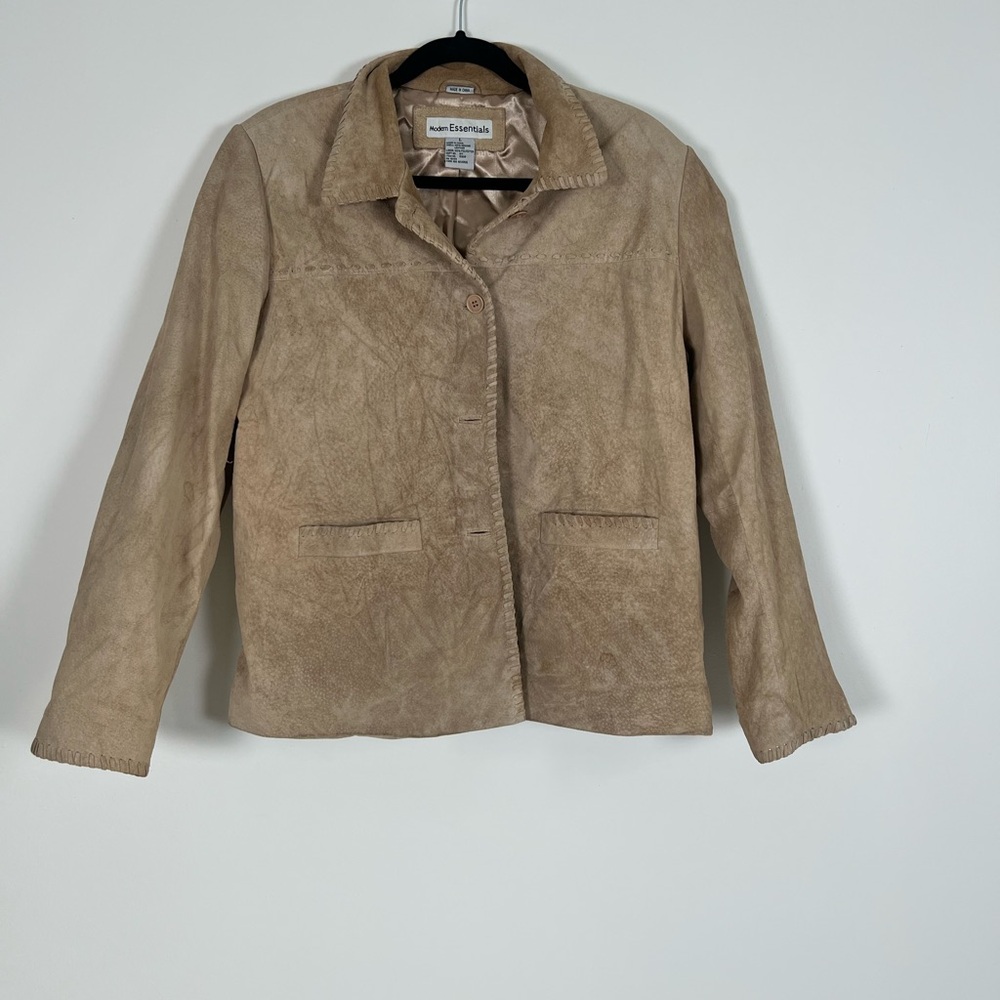 Modern Essentials Tan Genuine Suede Leather Jacket Western